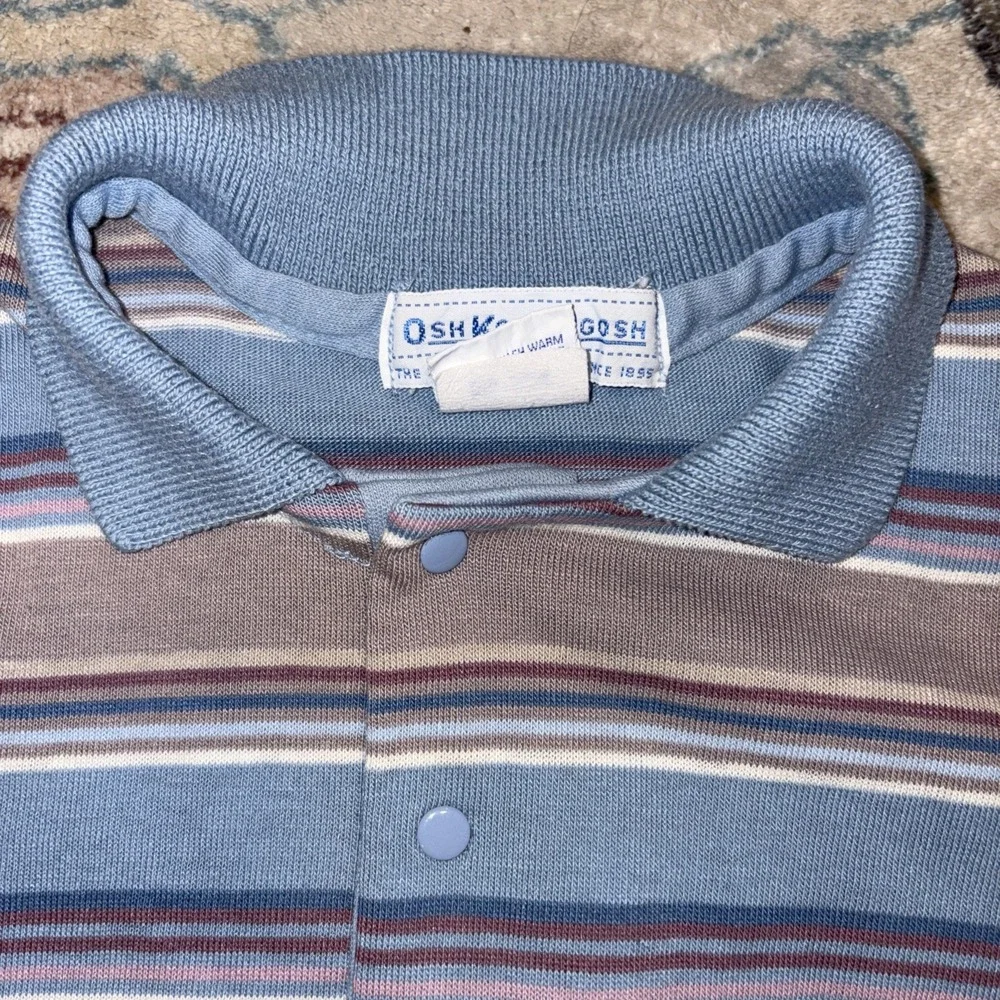 Vintage OshKosh BGosh Blue  Striped‎ Long Sleeve Shirt 6 made In USA